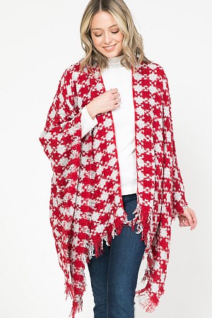Houndstooth Shawl Poncho Knitt ...